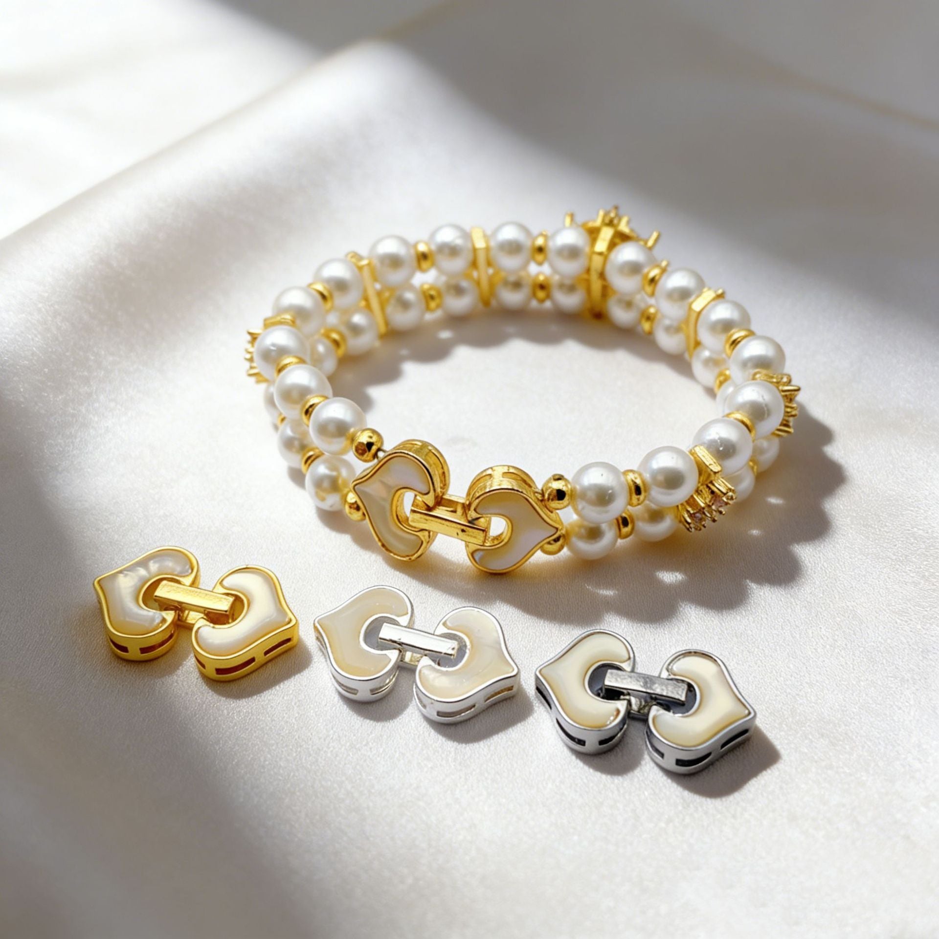 18K Gold Shell Heart Shape Jewelry Clasp