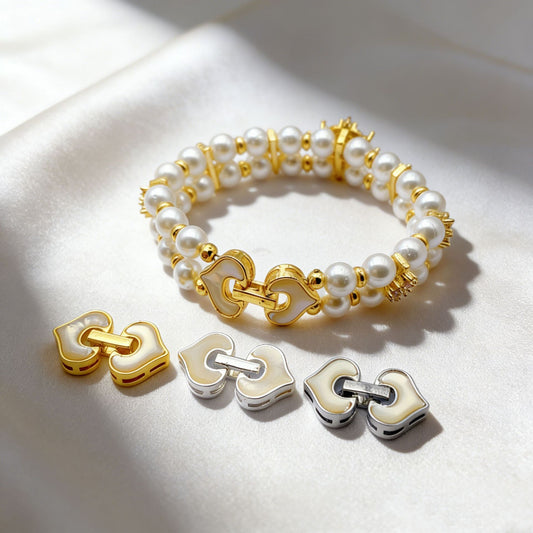 18K Gold Shell Heart Shape Jewelry Clasp