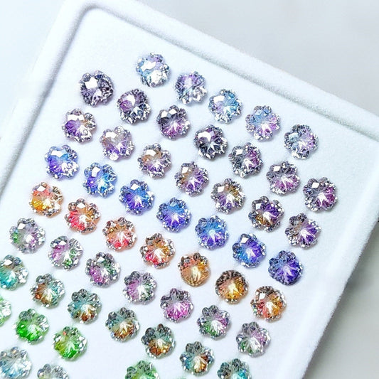 5A 6mm Lucky Clover Coated Loose CZ Stone - 2pcs