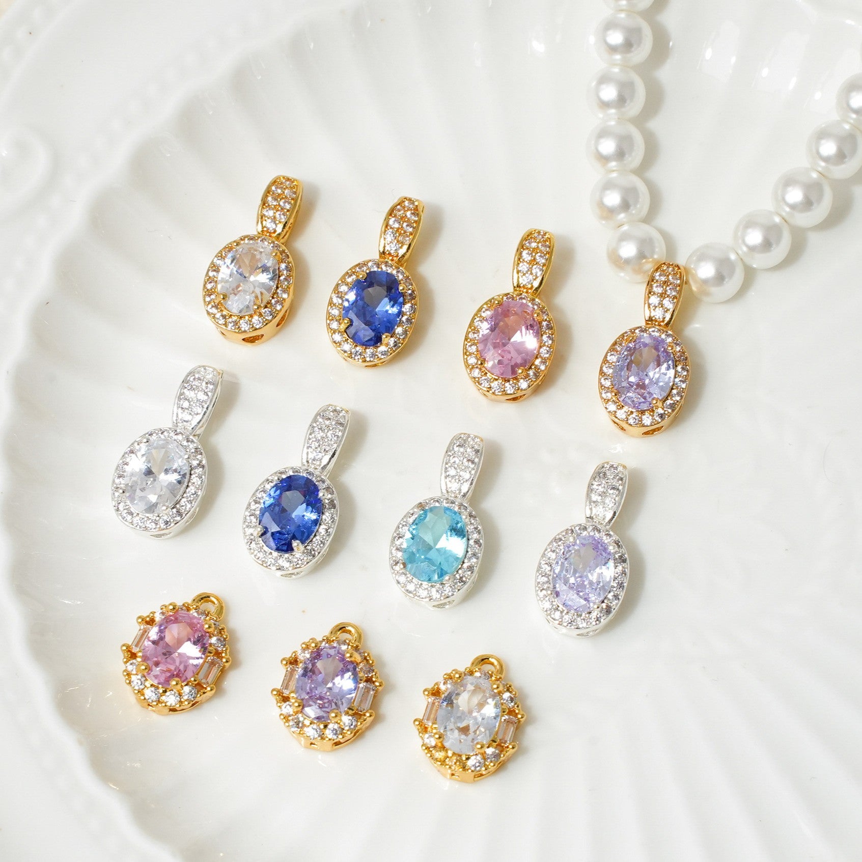 Round CZ Pendant Universal Clasp