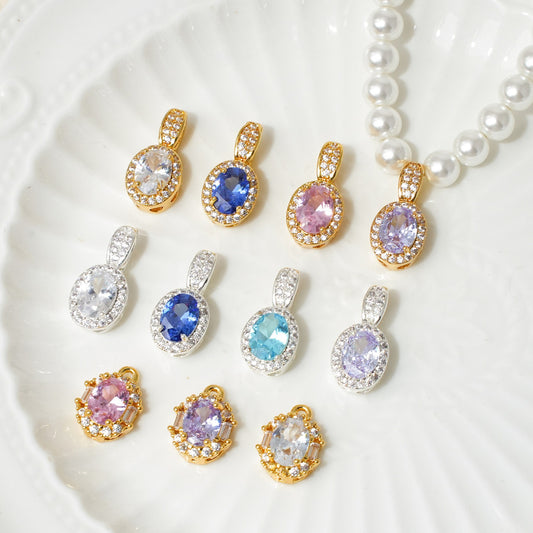 Round CZ Pendant Universal Clasp