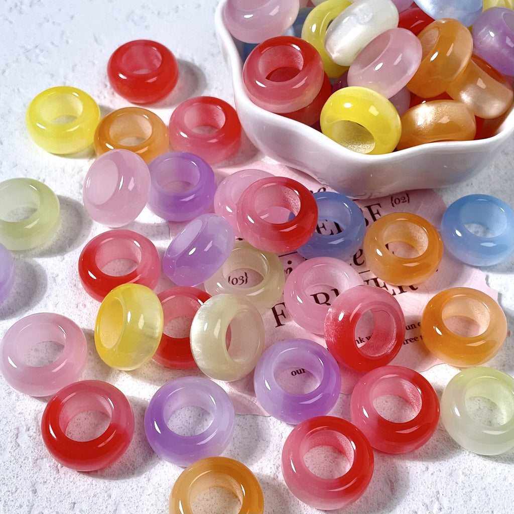 (50pcs)16mm Resin Cat's Eye Sliding Ring ¨C Cellulose Acetate, Jade-Style