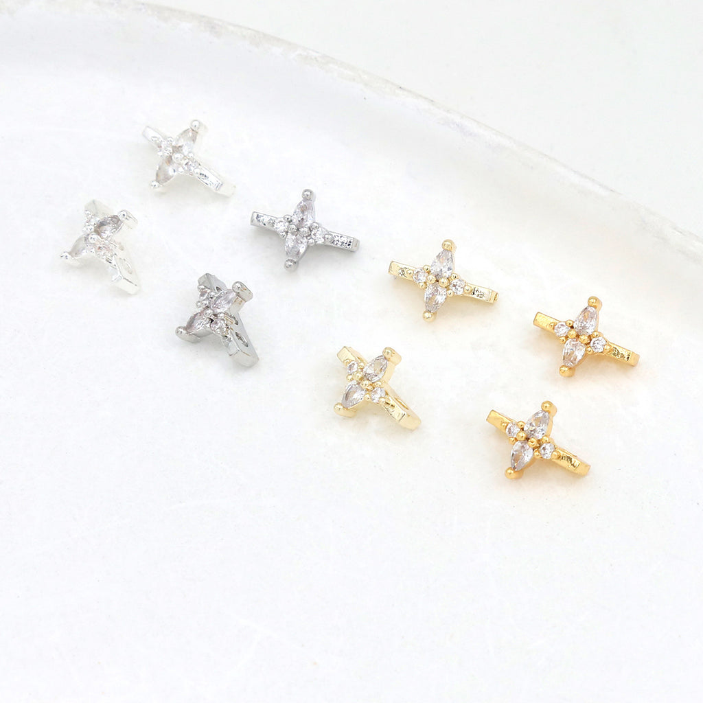 (10pcs)Flower Zircon DIY Double-Row Spacers