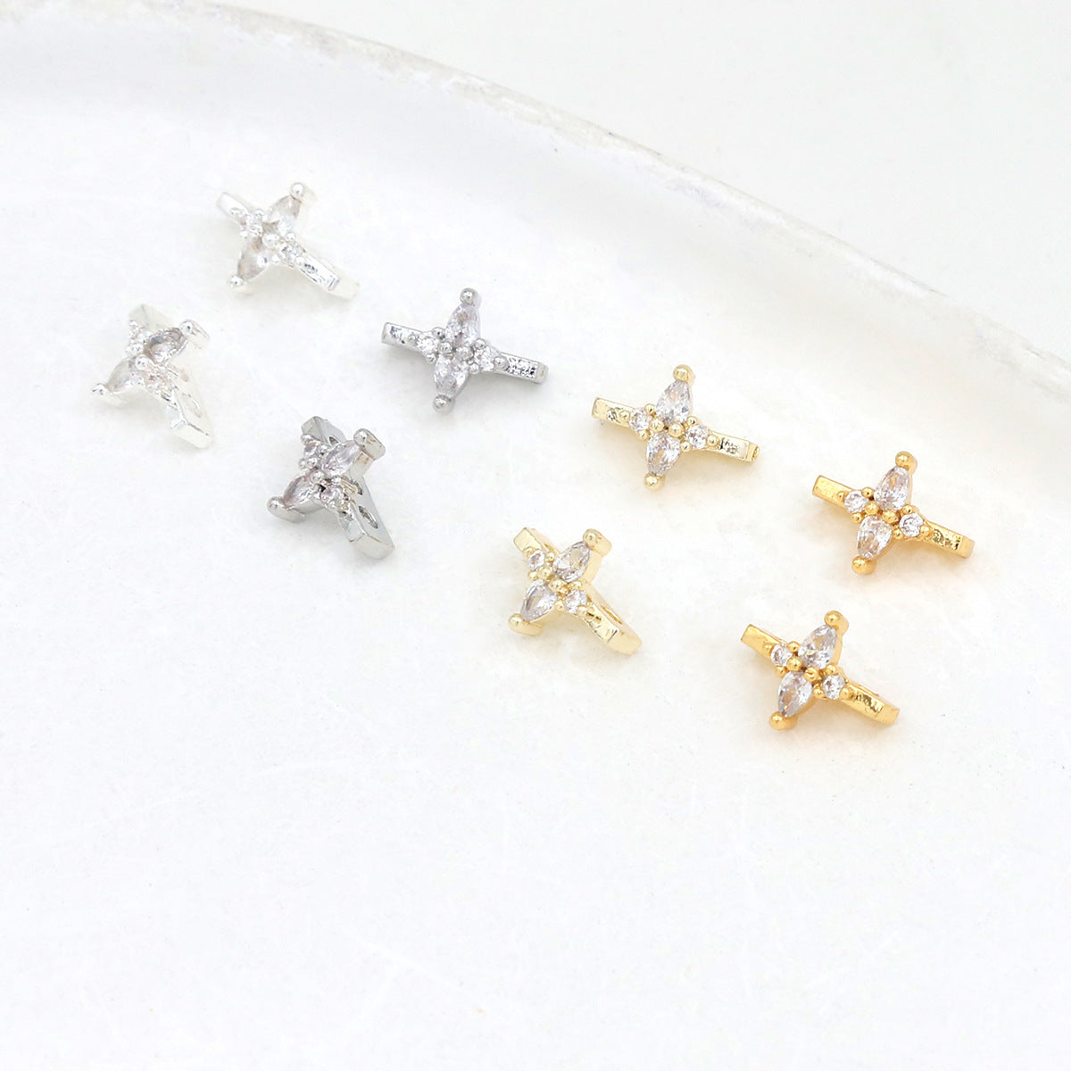 (10pcs)Flower Zircon DIY Double-Row Spacers