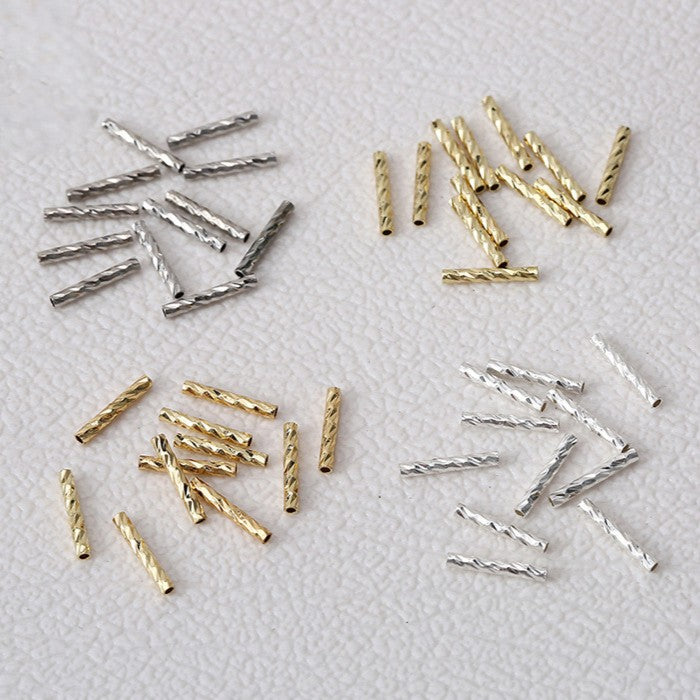 (100pcs)Straight Textured Tube Bar Beads