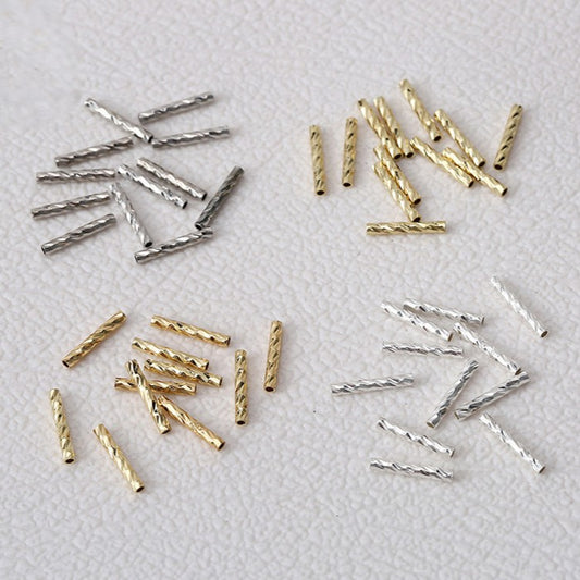 (100pcs)Straight Textured Tube Bar Beads
