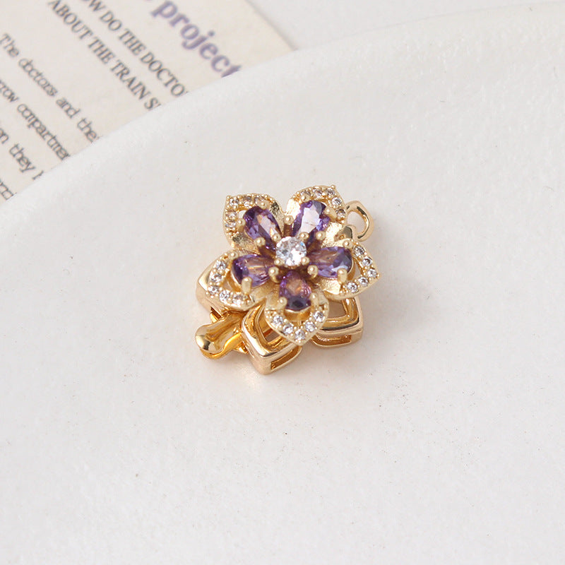 Light Luxury Zircon-Filled Rotatable Four-Leaf Flower