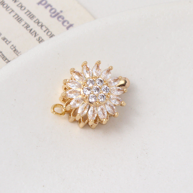 Light Luxury Zircon-Filled Rotatable Four-Leaf Flower