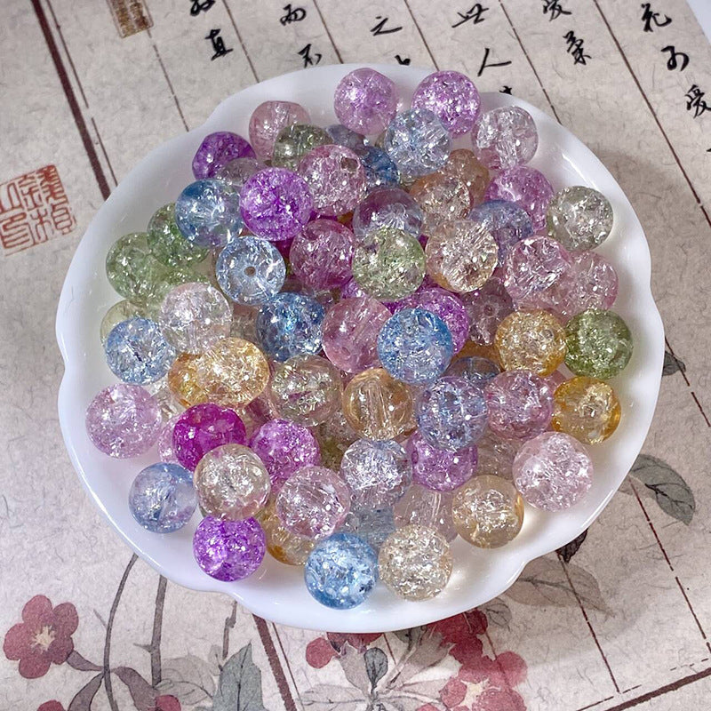 (50pcs)10mm Jade Crackle Glass Beads