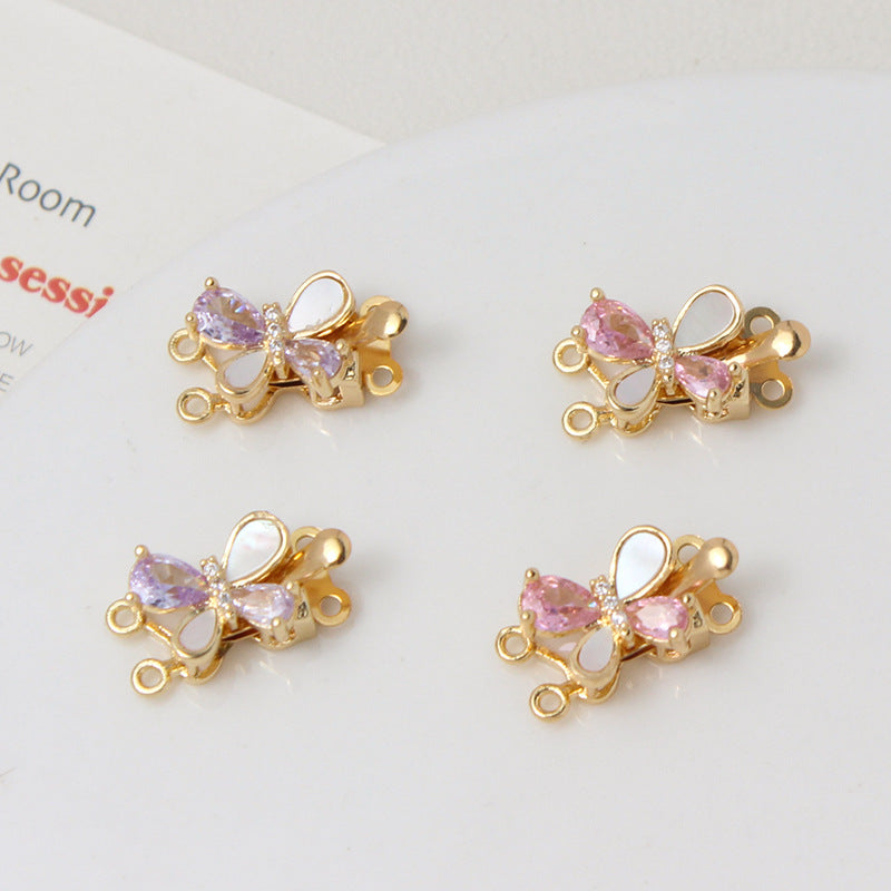Double-Row Shell & Zircon Butterfly Closure