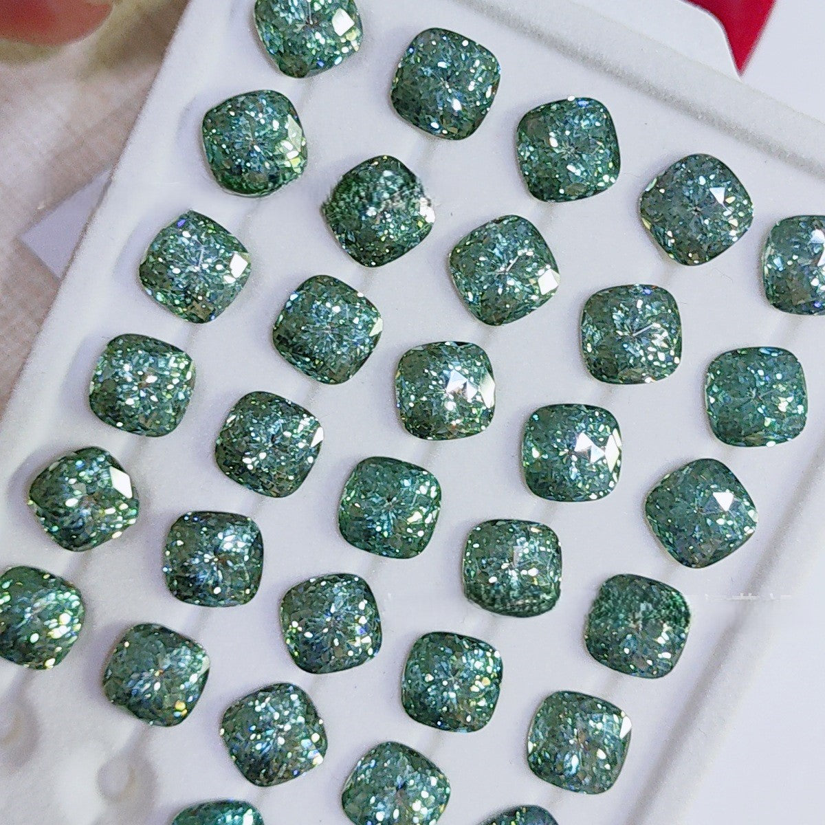 5A 8mm Pave Square Foil-Back Loose CZ Stone - 2pcs