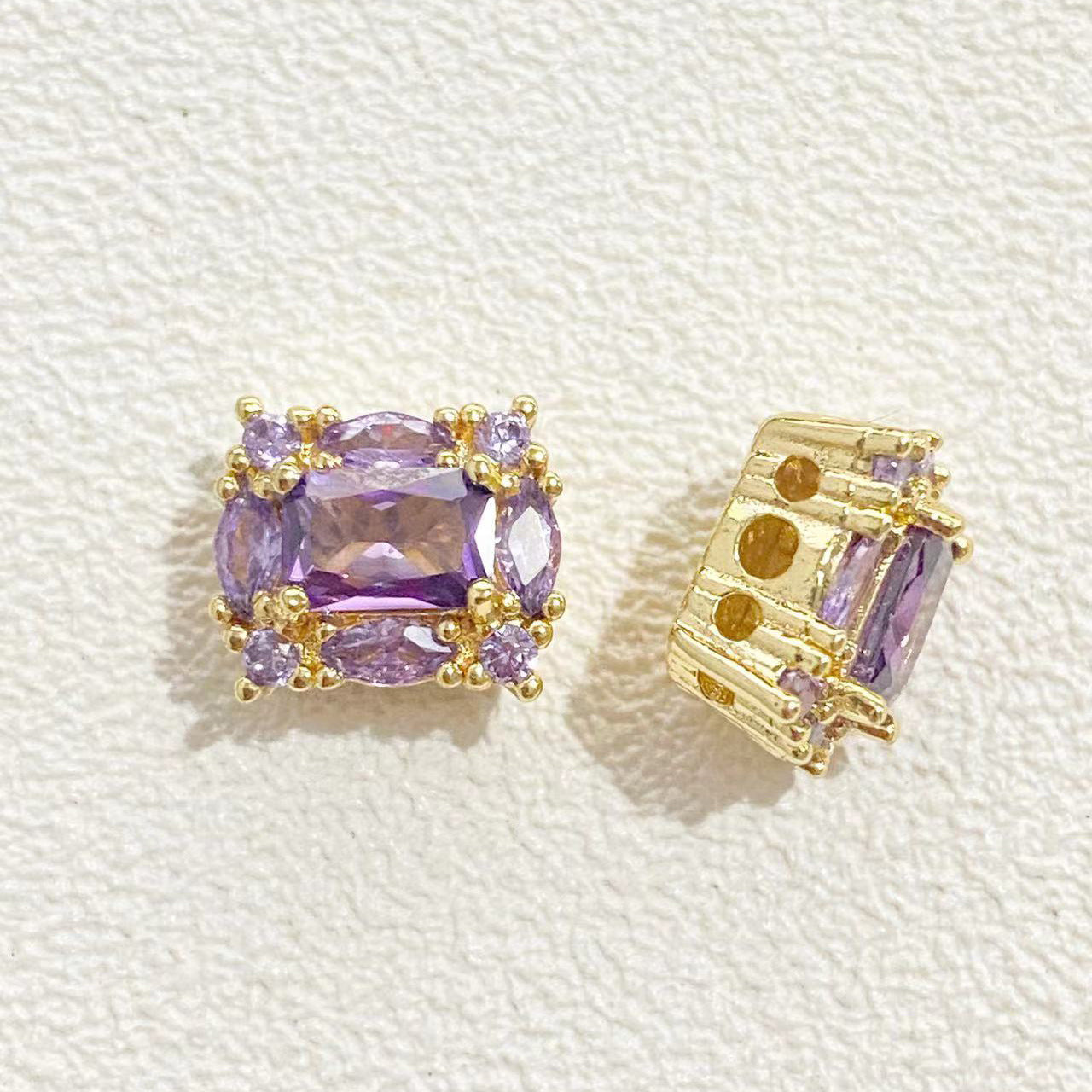 CZs Rectangle Spacer-5pcs