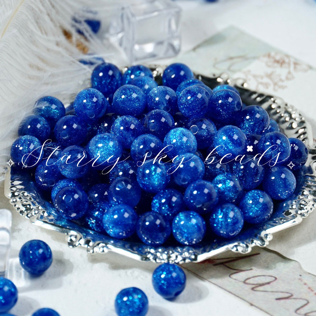 (50pcs)6/8/10/12/16/20mm Starry Mermaid Iridescent Resin Round Beads