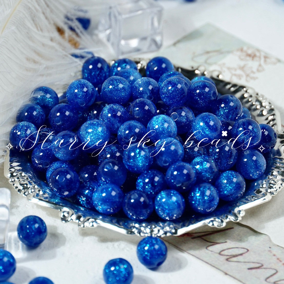 (50pcs)6/8/10/12/16/20mm Starry Mermaid Iridescent Resin Round Beads