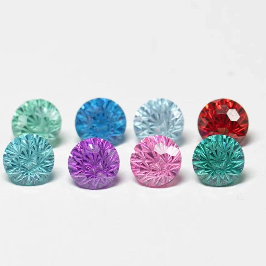 5A 5-10mm Round Firework Cut Loose CZ Stone - 2pcs
