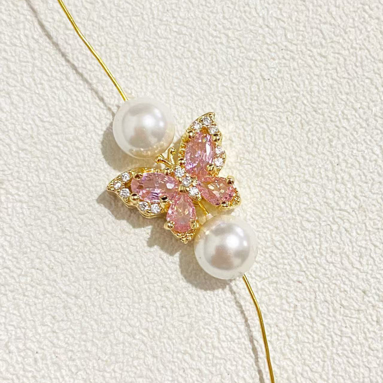 (5pcs)Butterfly CZ Spacer Beads