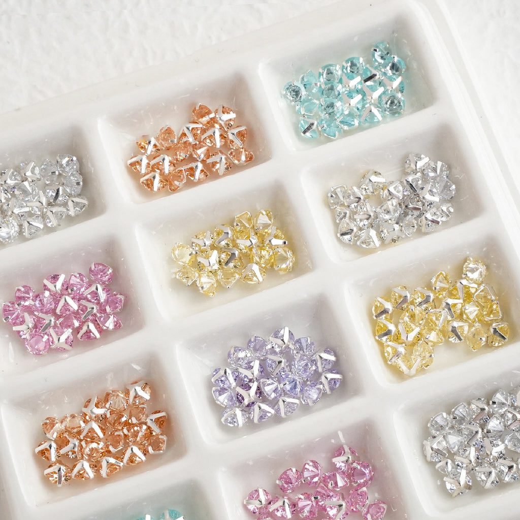 (100pcs)3mm Round Reverse Prong-Set CZ