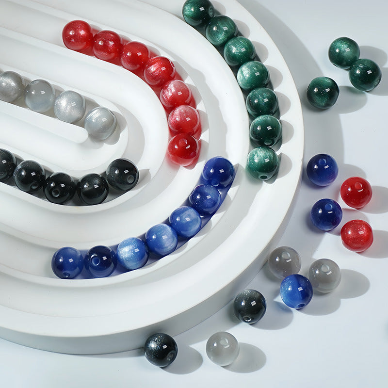 (50pcs)8/10/12/16MM Cat Eye Resin Loose Beads