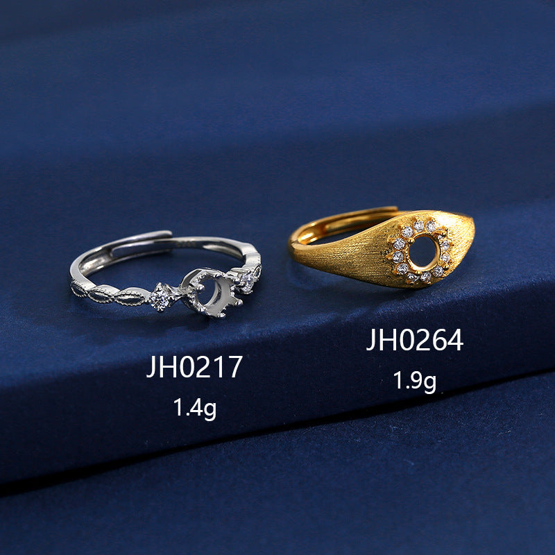 S925 Sterling Silver "Rising Success" Ring Mount, Unset, 8x8mm Round, New Chinese Style