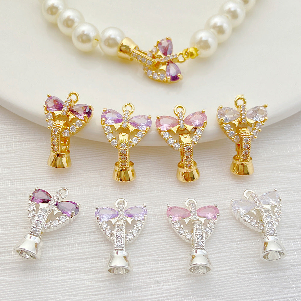 CZ-Set Bow Pearl Single Clasp