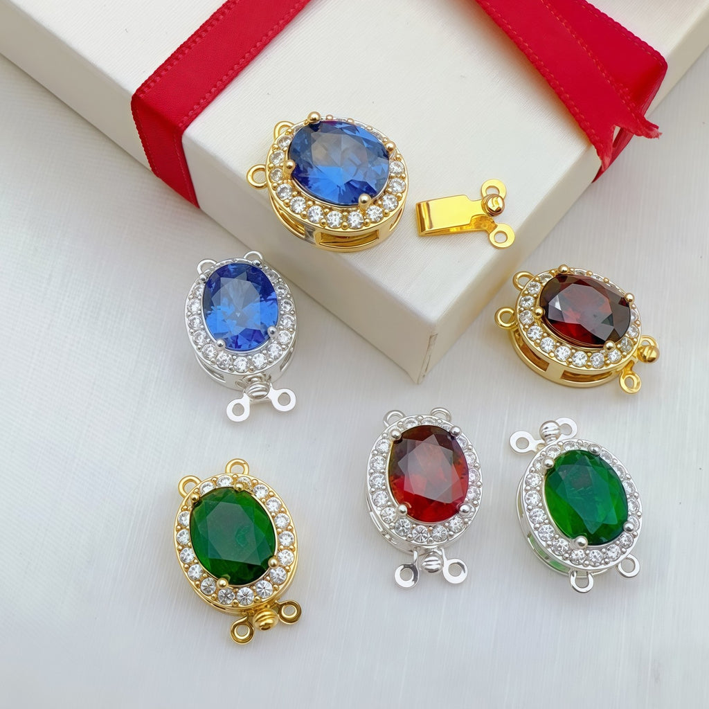 Double-Row Toggle Clasp with Oval CZ