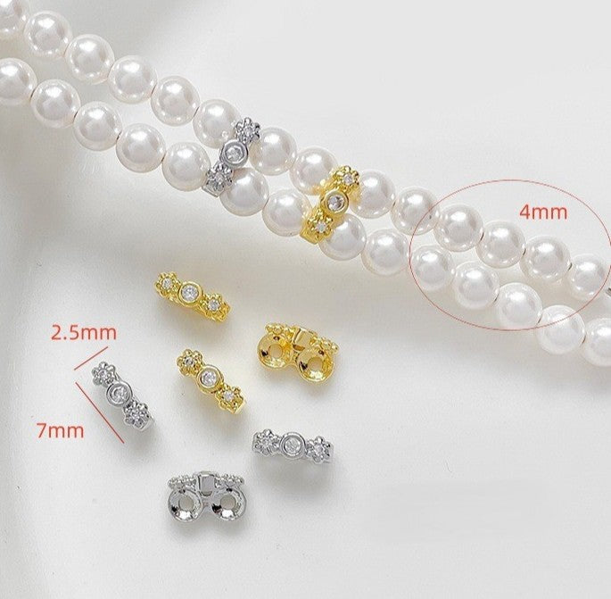 (20pcs)7mm CZ Flower Double-Row Spacer Bead / Spacer
