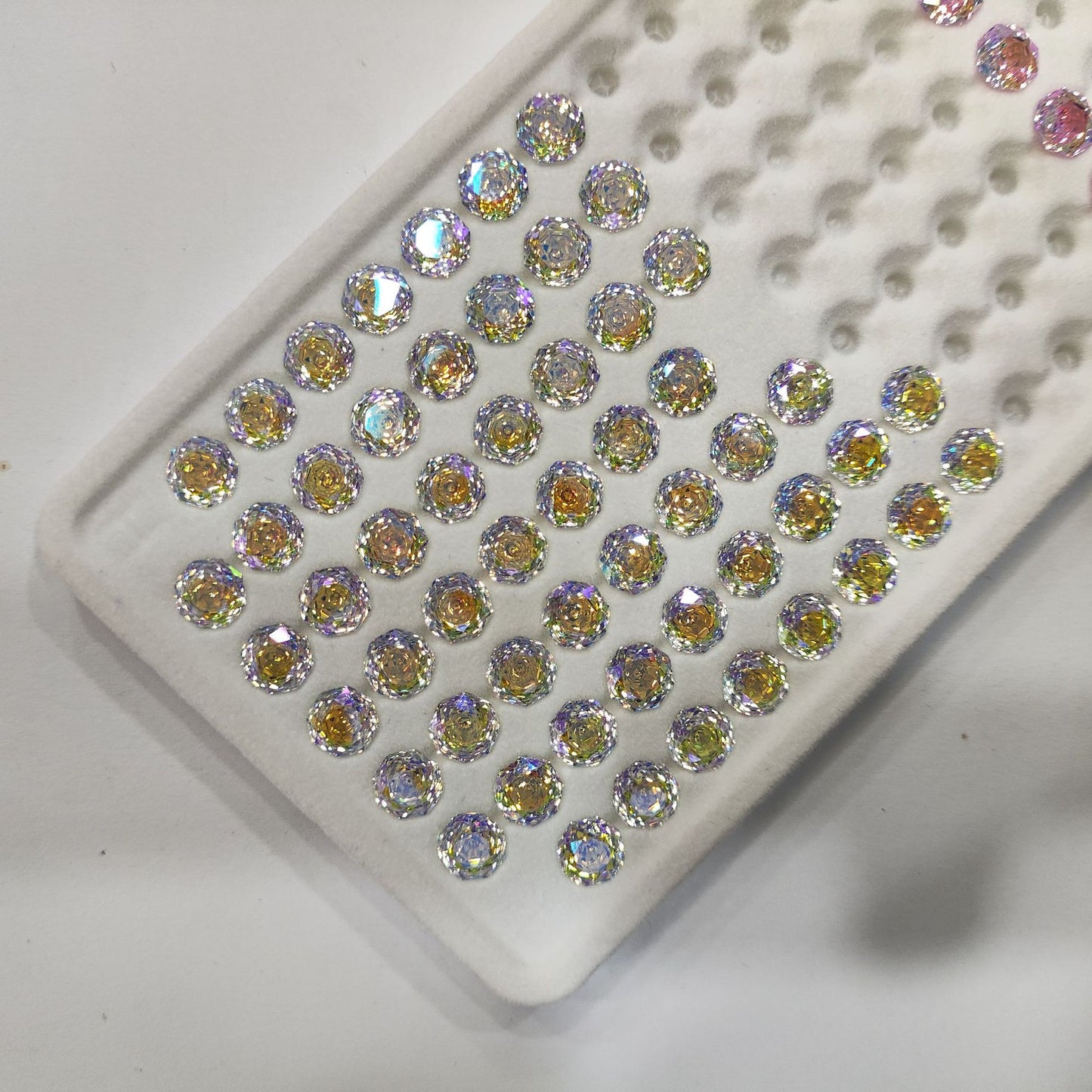 5A 6-8mm Octagonal Coated Sandwich Rose Cut Loose CZ Stone - 2pcs