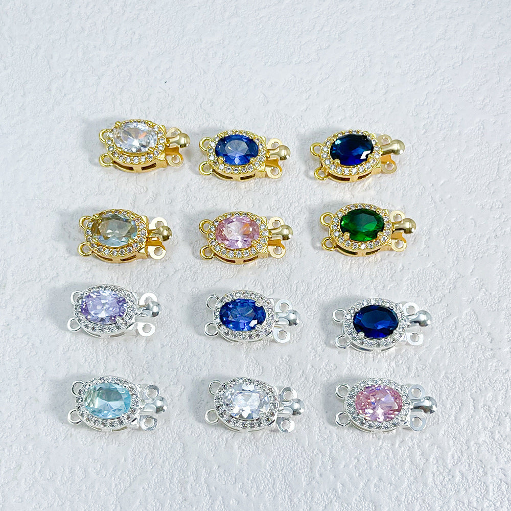 Oval CZ-Set Double-Row Clasp