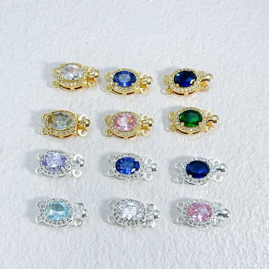 Oval CZ-Set Double-Row Clasp