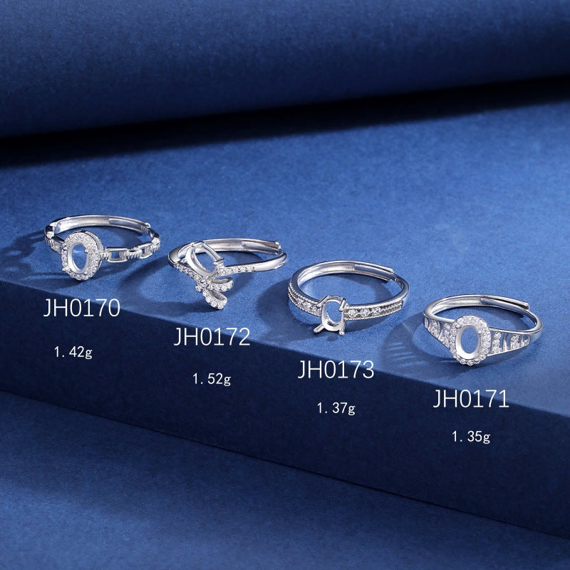 925 Sterling Silver Ring Mount for 4x6mm Oval Gemstone, Minimalist Luxury Designer Setting