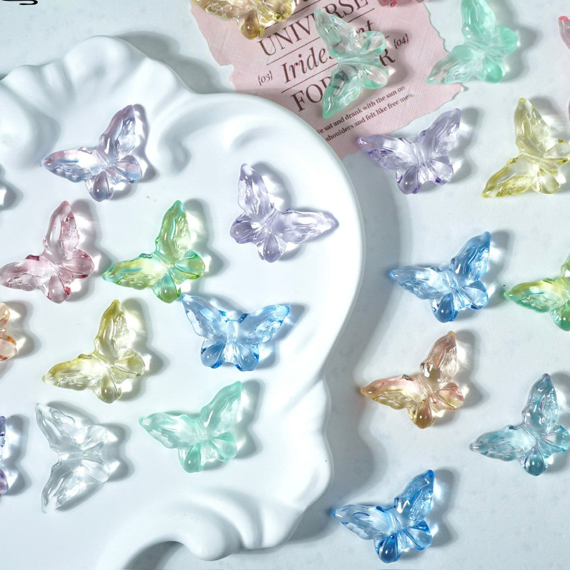(50pcs)20x30mm Carved Glass Butterfly