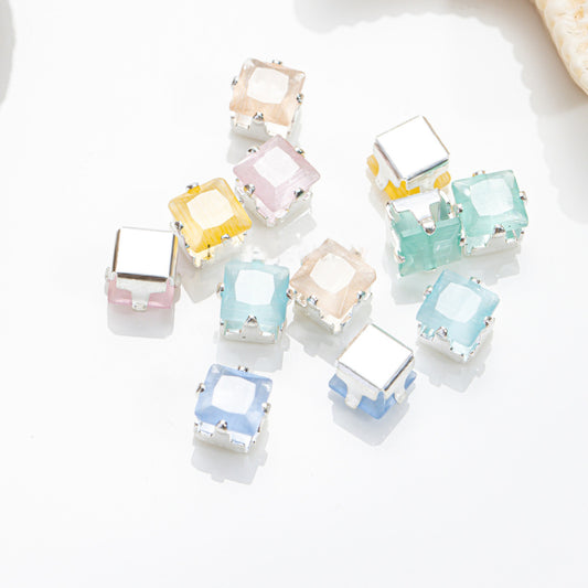 4mm Cat Eye Square Zircon Beads