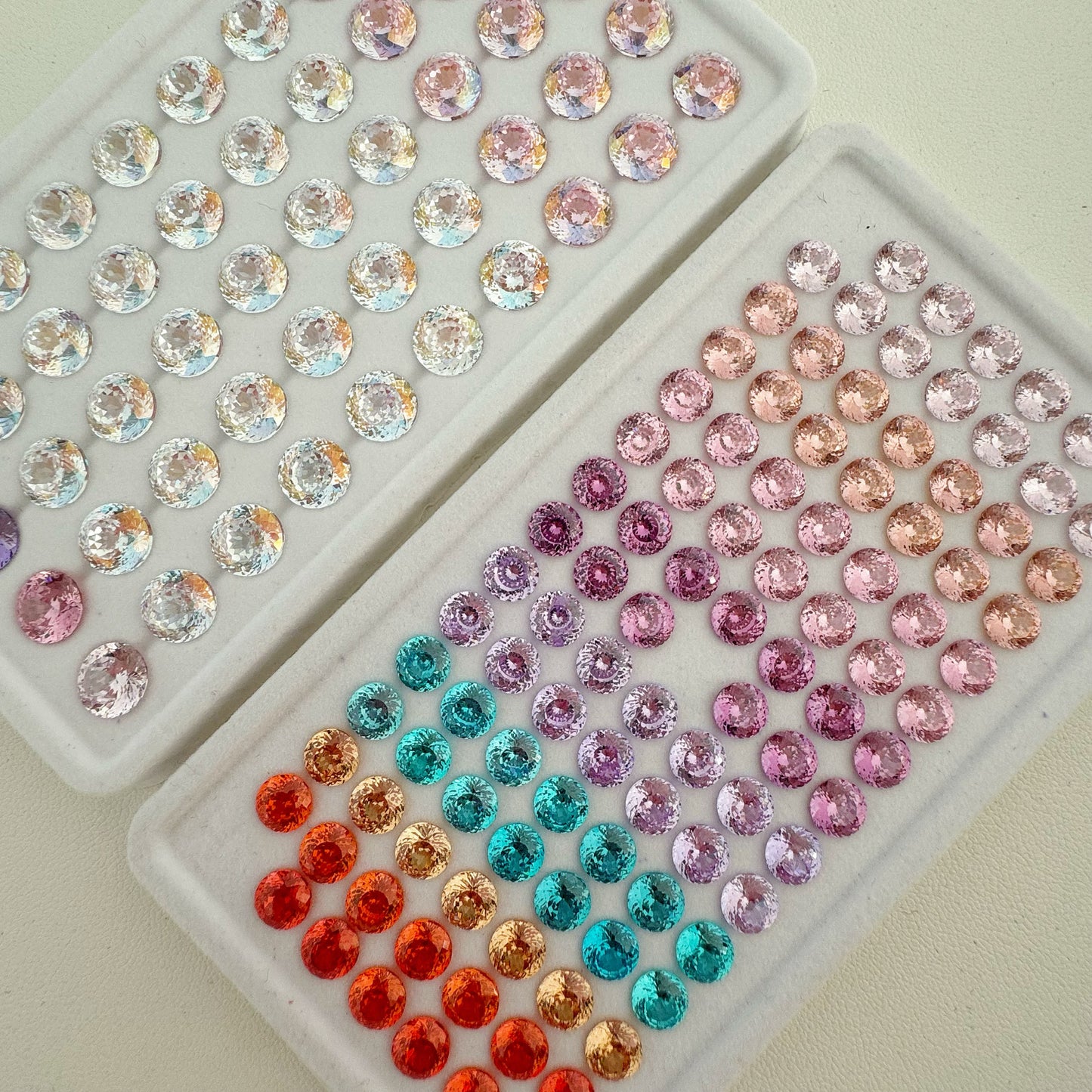 5A 6-8mm Round Coated Nest Cut Loose CZ Stone - 2pcs