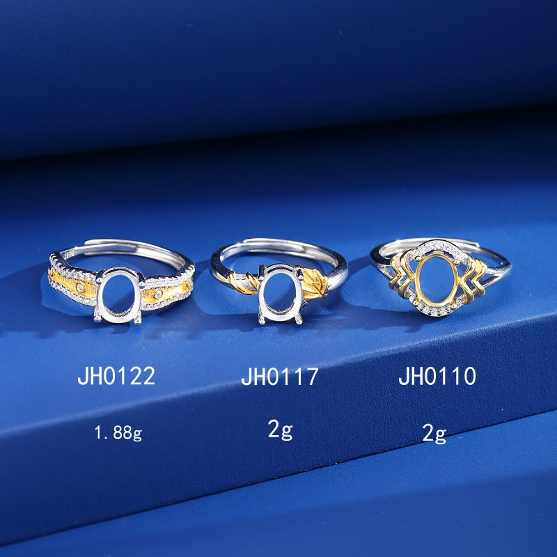 925 Sterling Silver Ring Mount for 6x8mm Oval Natural Stone/Crystal/Jade Cabochon DIY
