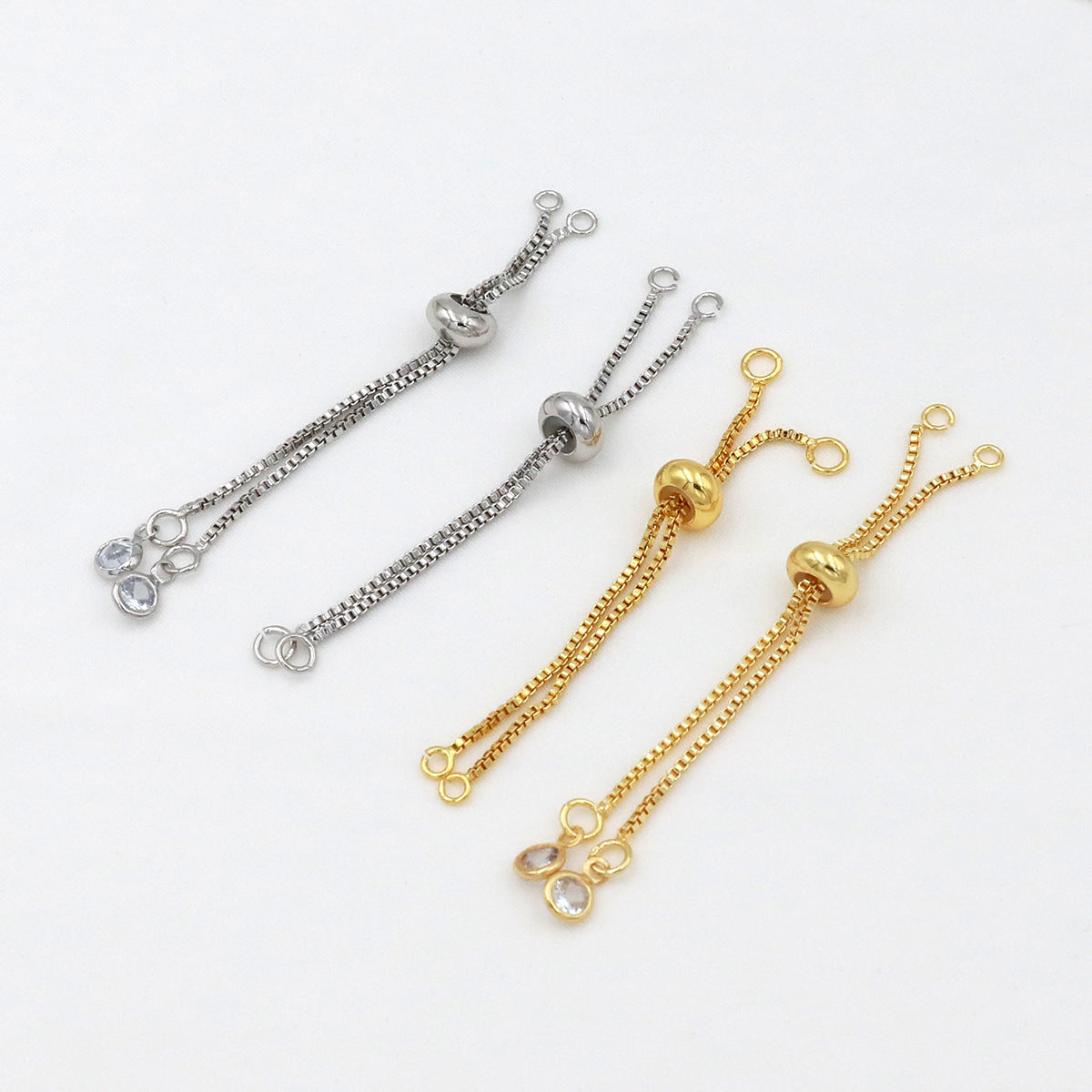 Adjustable Slider Chain With CZ Cubic Zirconia Ends