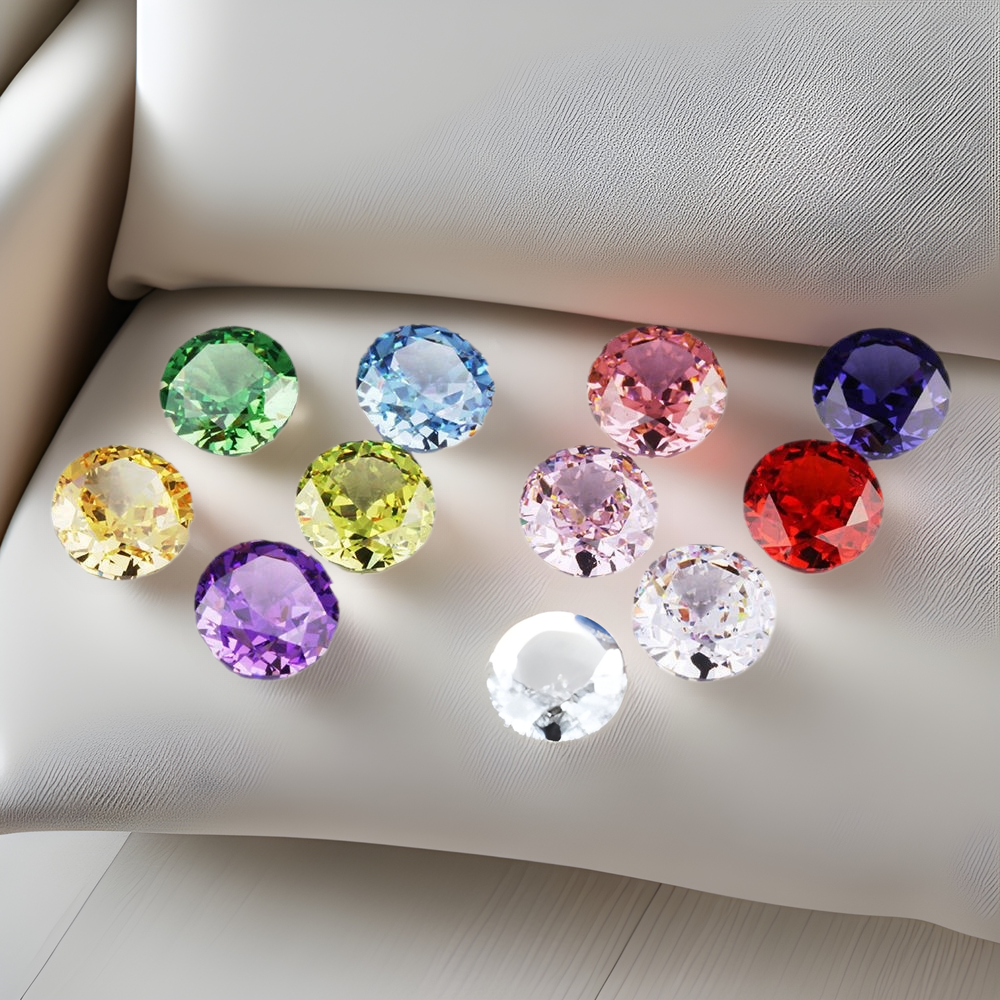 5A 4-12mm Round Glacial Shard Cut Loose CZ Stone - 1pcs