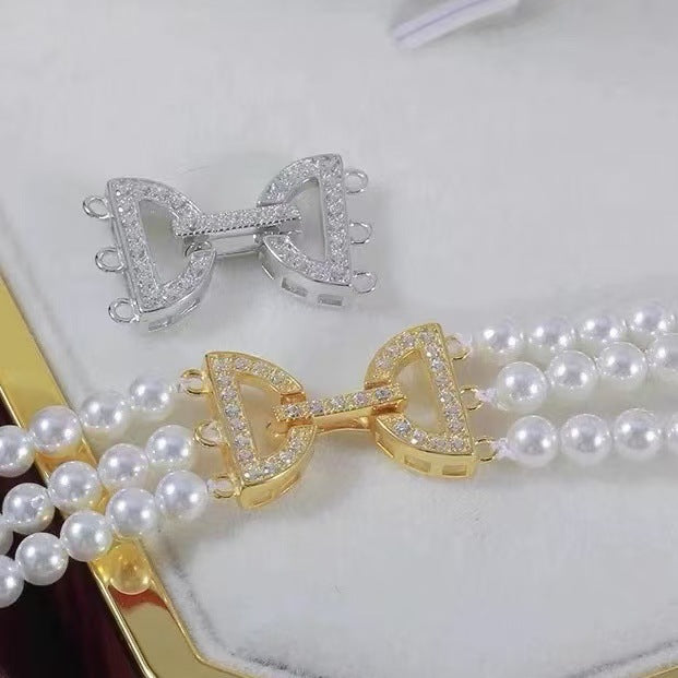Paved CZ Three-Row CZ Bow Jewelry Clasp