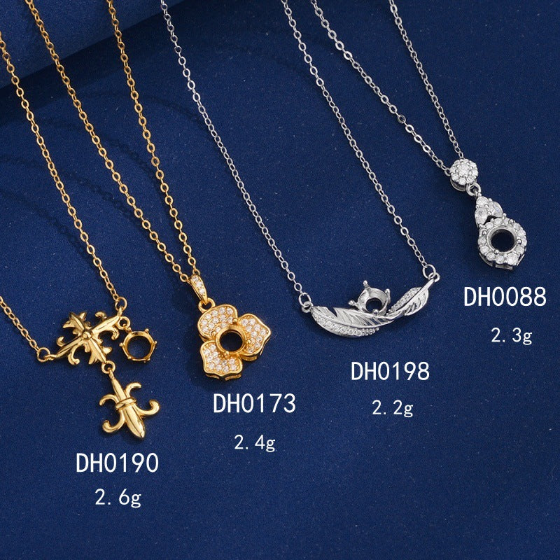 925 Sterling Silver Pendant Mount for 5mm Round Gemstone, Minimalist Luxury DIY Collarbone Chain