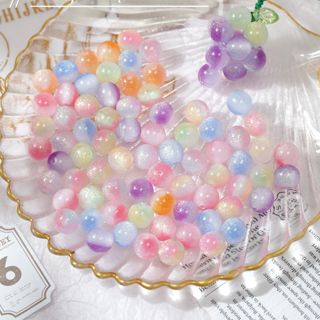 (50pcs)8-16mm Tri-Color Goldstone Light-Sensitive Resin Round Beads