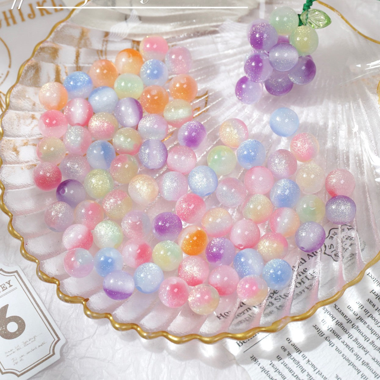 (50pcs)8-16mm Tri-Color Goldstone Light-Sensitive Resin Round Beads