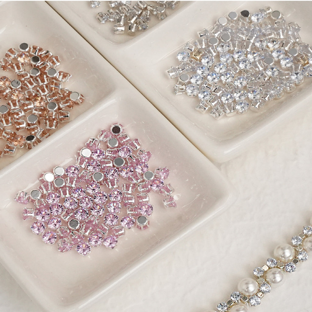 (100pcs)3MM Round Prong-Set CZ