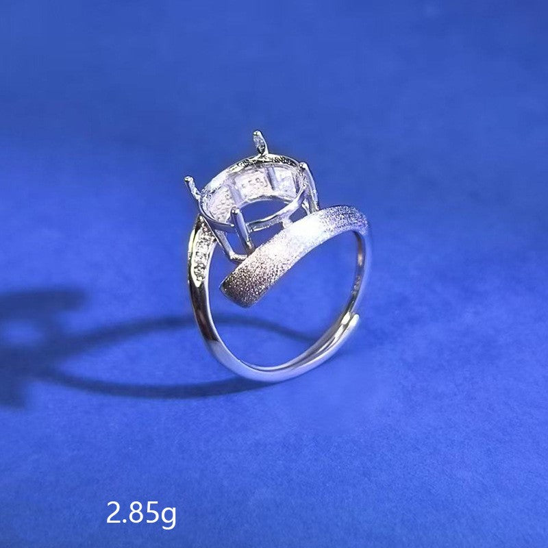 925 Sterling Silver Ring Mount for 11mm Round Gemstone, Fine Brushed Finish
