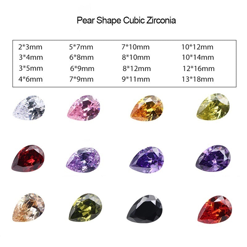 5A Pear Shape Loose CZ Stone - Bulk