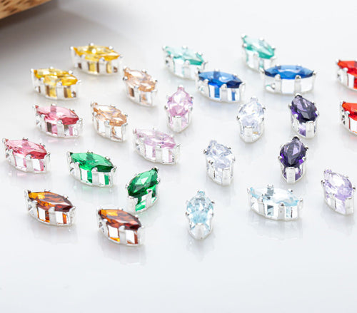 (100pcs)4x8mm 6-prong Marquise Prong-Set CZ