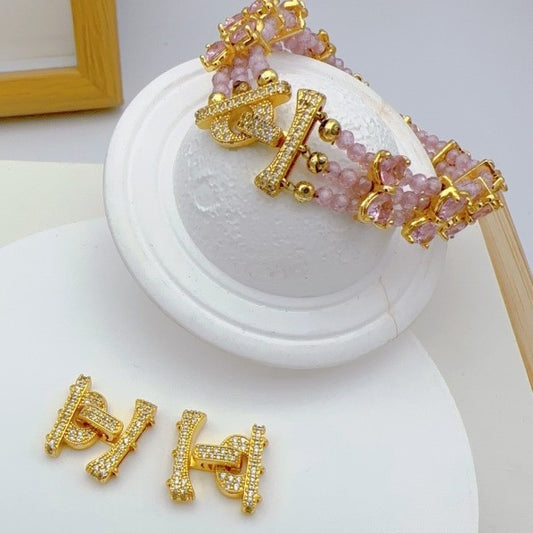 4-Row Gold Plated Clasp for Multi-Strand Jewelry