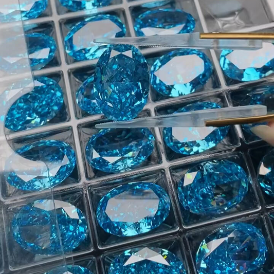 5A 4-16mm Oval Ice Flower Cut Loose CZ Stone - 1pcs