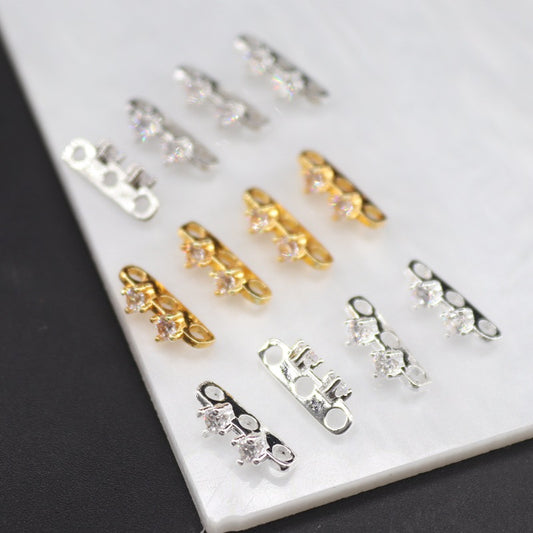 10pcs Three-Row Bracelet Connector Clasp Spacer Bars