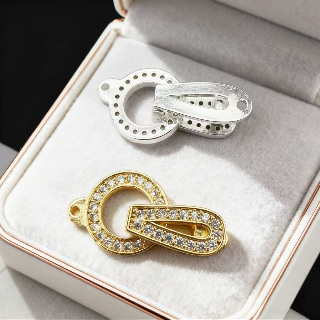 Round CZs Clasp Set - 2pcs