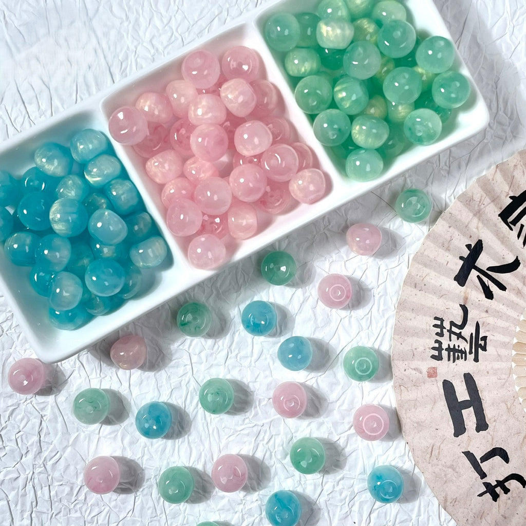 (50pcs)8x11mm Gilded Resin Apple Beads ¨C Gradient Paint Effect