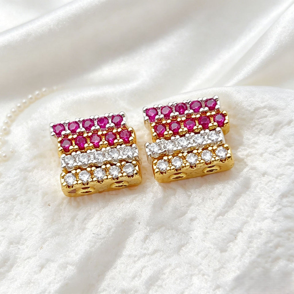 (10pcs)Plated Rectangular Double-Row Spacers